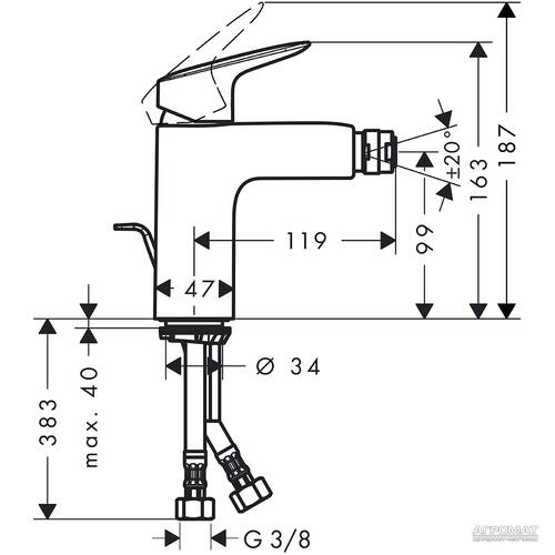 Смеситель для биде Hansgrohe Logis 71200000, фото 3