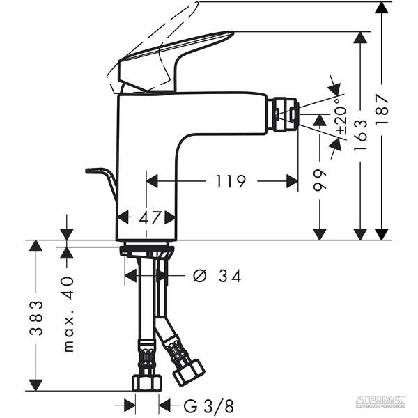 Змішувач для біде Hansgrohe Logis 71200000, фото 3