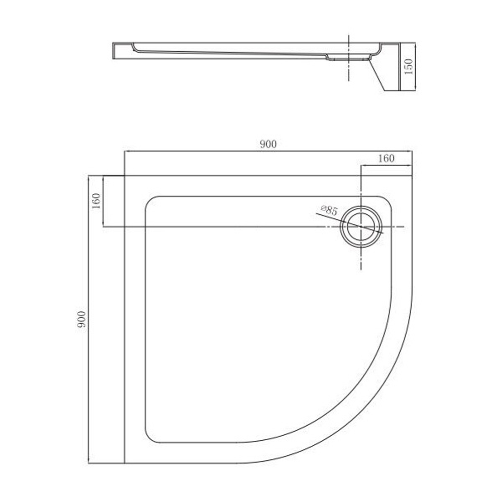 STQ2090 FRAME Піддон чверть кола 90*90 (1 сорт)