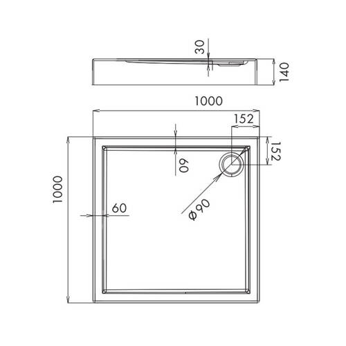 Душовий піддон Primera Frame STR1010 100x100х14 см квадратний, фото 2