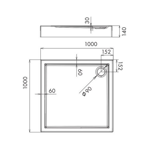 Душовий піддон Primera Frame STR1010 100x100х14 см квадратний, фото 2