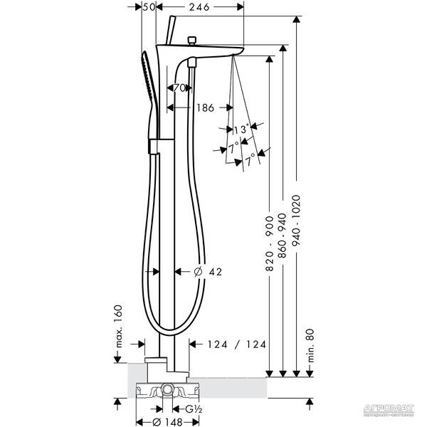 Смеситель для ванны Hansgrohe PuraVida 15473400, фото 2