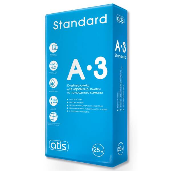 Клей для плитки Atis Standard A-3 25 кг, фото 1
