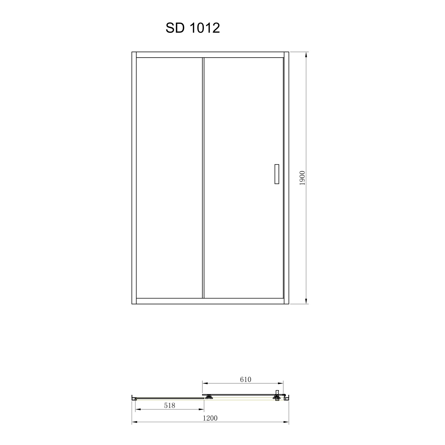 SDC1012 FRAME Душові двері в нішу розсувні - 120*190 - хром/прозоре скло (1 сорт)