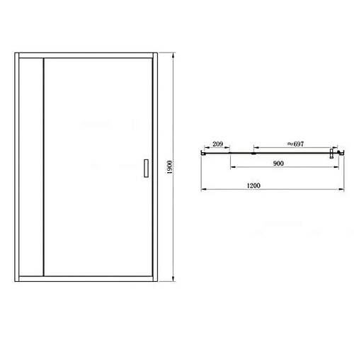 Душові двері Primera Frame SDC1212 120х190 см розпашні, фото 2