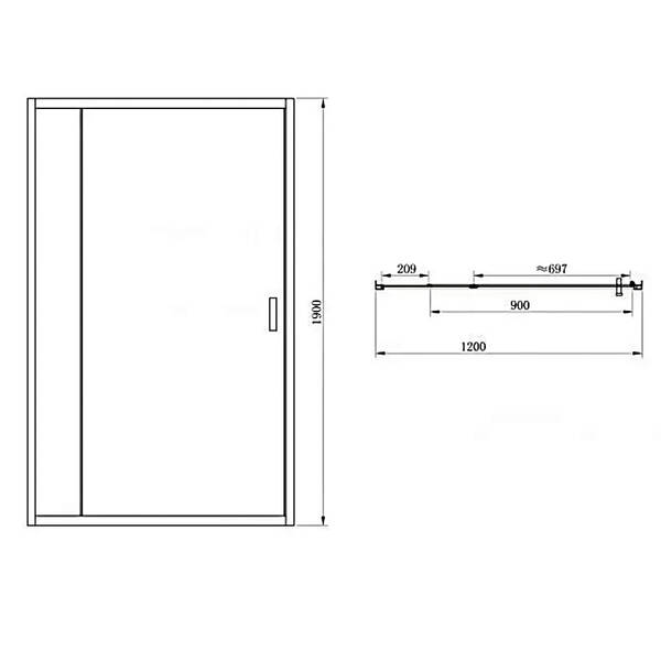 Душові двері Primera Frame SDC1212 120х190 см розпашні, фото 2