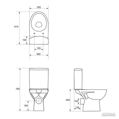 Унітаз-компакт Cersanit Parva 011 із сидінням з дюропласту Soft Close, фото 3