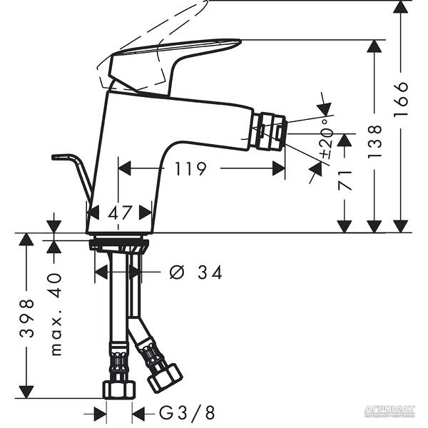 Змішувач для біде Hansgrohe Logis 71204000, фото 2