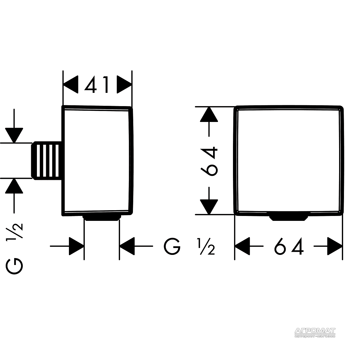 26455000 FixFit Square Шлангове підключення (1 сорт)
