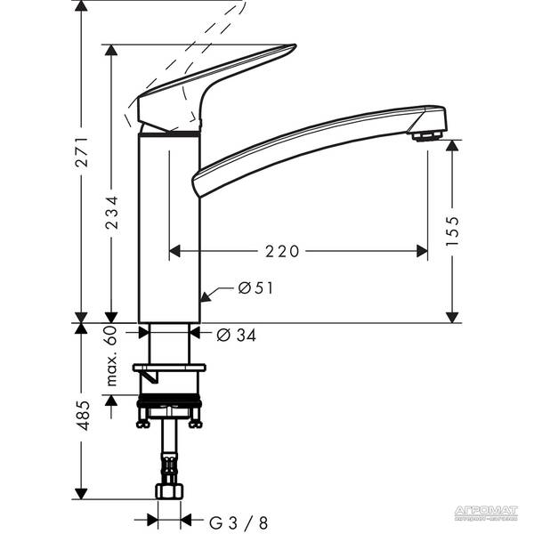 Змішувач для кухні Hansgrohe Logis 71832000, фото 2