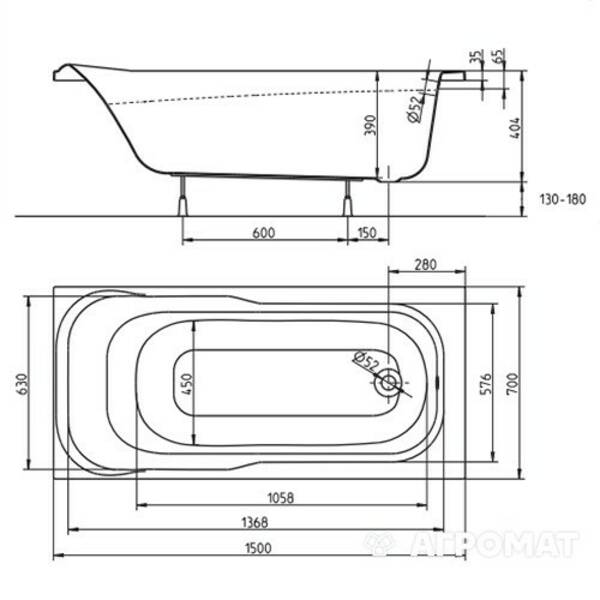 Ванна акриловая Kolo Sensa XWP355000N 150х70 см, фото 2