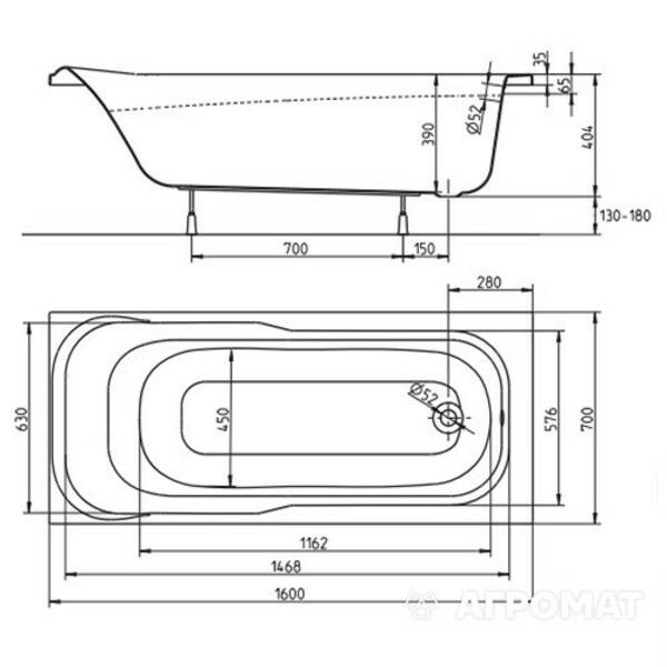 Ванна акриловая Kolo Sensa XWP356000N 160х70 см, фото 2