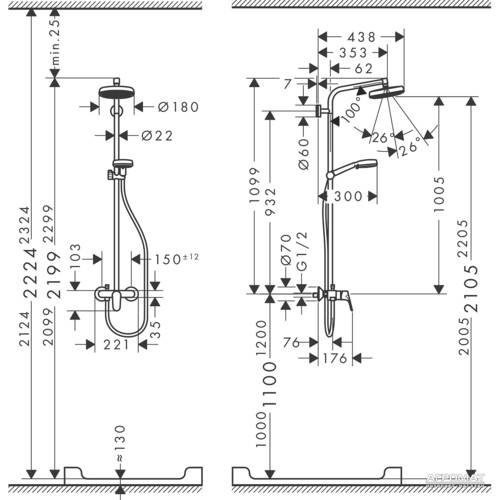 Душова система Hansgrohe Crometta 27266400 1jet Showerpipe, фото 2