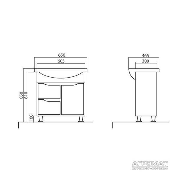 Тумба з раковиною Аква Родос Родос Nova підлогова 65 см білий, фото 2