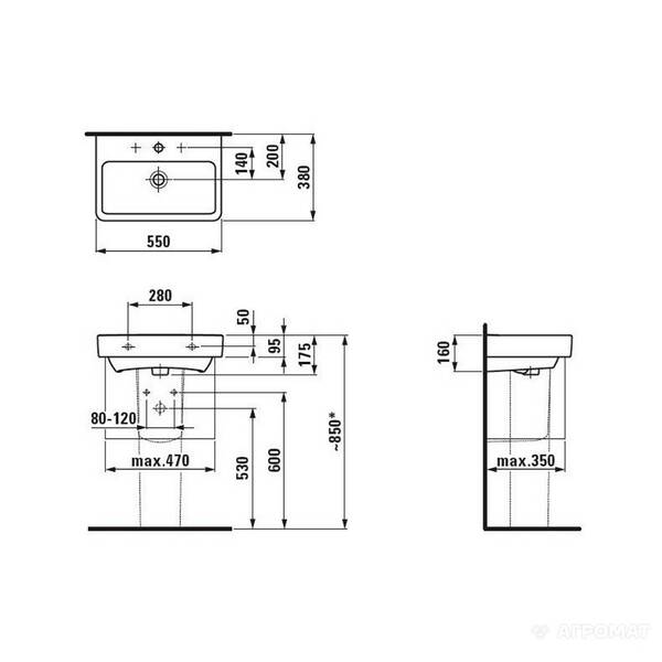 Раковина Laufen Pro H8189580001041 55 см, фото 2