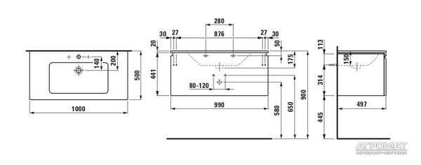 Тумба з раковиною Laufen Pro s H8609654751041 підвісна 100 см білий, фото 2