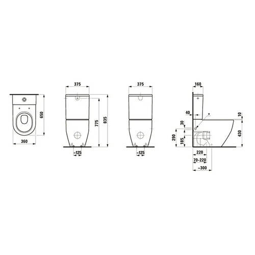 Унітаз-компакт Laufen Pro H8259520000001 без зливного бачка та сидіння, фото 4