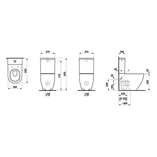 Унітаз-компакт Laufen Pro H8259520000001 без зливного бачка та сидіння, фото 4