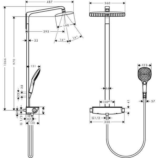 Душевая система Hansgrohe Raindance Select 27112000 с термостатом, фото 2