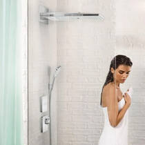 Змішувач прихованого монтажу для душу Hansgrohe ShowerSelect Highfow 15735400 з термостатом, білий/хром, фото №3