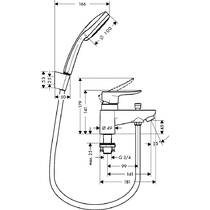 Змішувач для ванни Hansgrohe Metris Croma 100 Vario 31422000 хром, фото №2