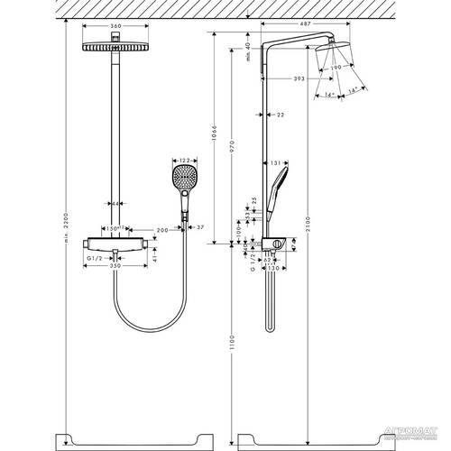 Душевая система Hansgrohe Raindance Select 27112400 с термостатом, фото 2