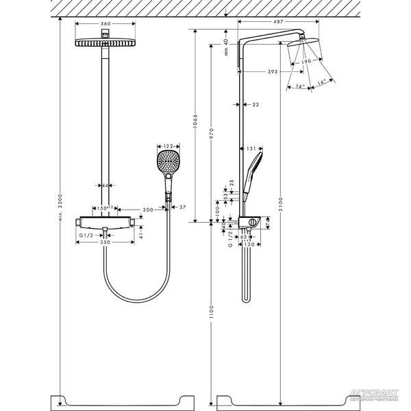 Душевая система Hansgrohe Raindance Select 27112400 с термостатом, фото 2