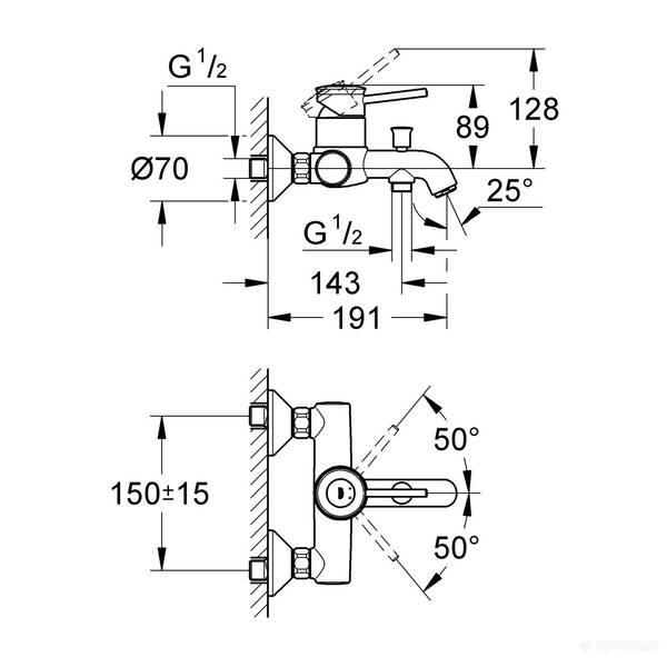 Змішувач для ванни Grohe BauClassic 32865000, фото 2