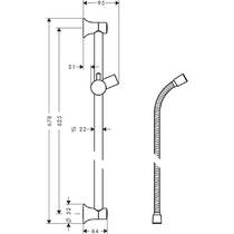 Душова штанга 65 см Hansgrohe Unica Classic 27617000 з тримачем-слайдером та душовим шлангом 160 см, хром, фото №2