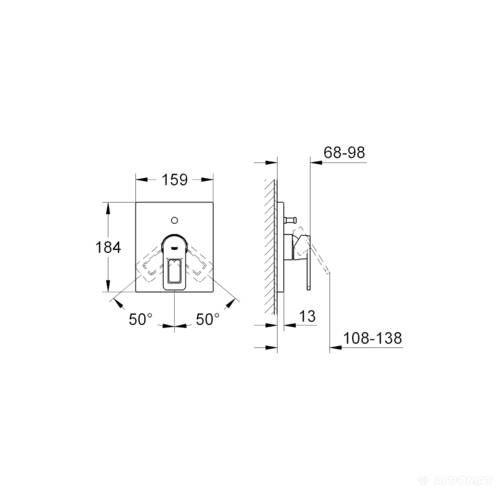 Смеситель скрытого монтажа для ванны/душа Grohe Quadra 19456000, фото 2