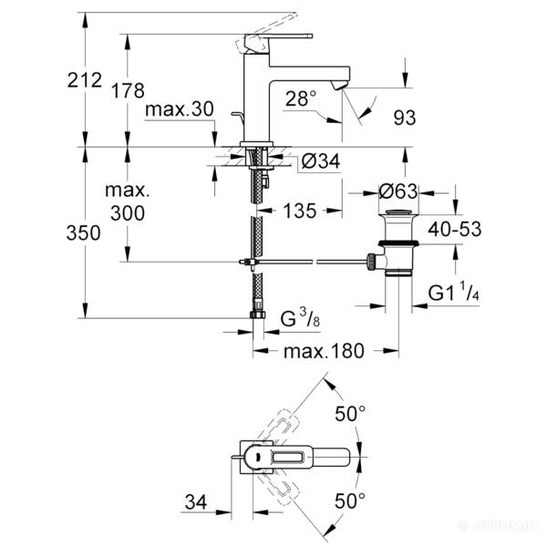 Смеситель для раковины Grohe Quadra 23441000, фото 2