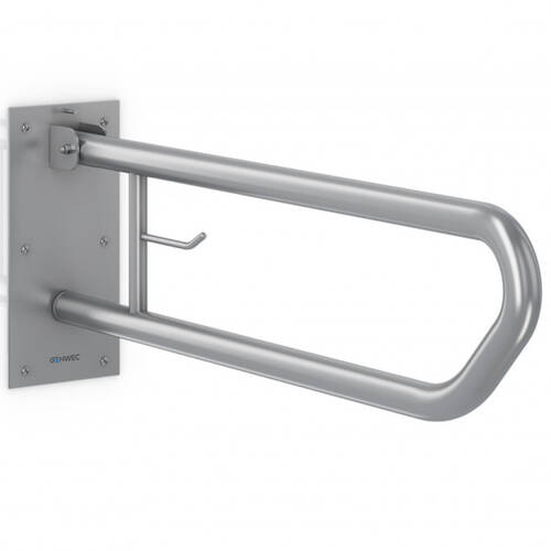 Поручень Genwec GW11 08 04 01 600 мм відкидний з тримачем туалетного паперу, нержавіюча сталь матова, фото 1