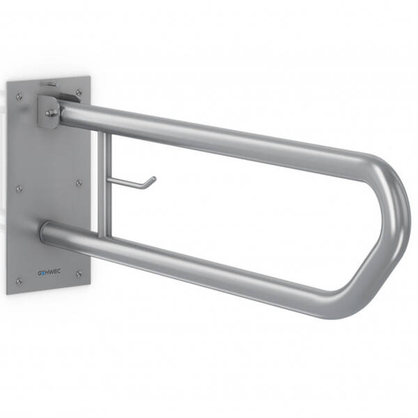 Поручень Genwec GW11 08 04 01 600 мм відкидний з тримачем туалетного паперу, нержавіюча сталь матова, фото 1