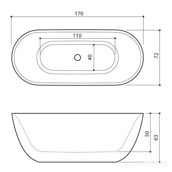 Ванна зі штучного каменю Balteco Soul HALO 170x72 см, фото 3