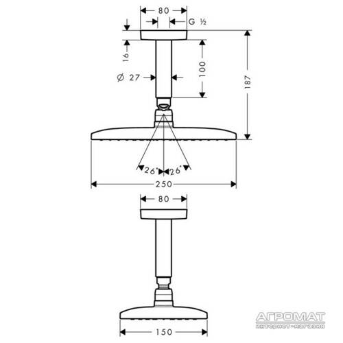 Верхний душ Hansgrohe Raindance E 27380000, фото 3