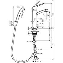 Смеситель для раковины Hansgrohe Logis 31515000 с гигиеническим душем, хром, фото №2