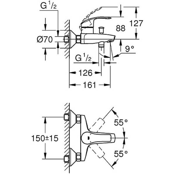 Змішувач для ванни Grohe Eurosmart 33300002, фото 2