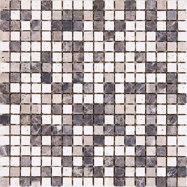 Мозаїка Mozaico De Lux K-Mos Travertino Mix Emperador 30,5х30,5 см, фото 1