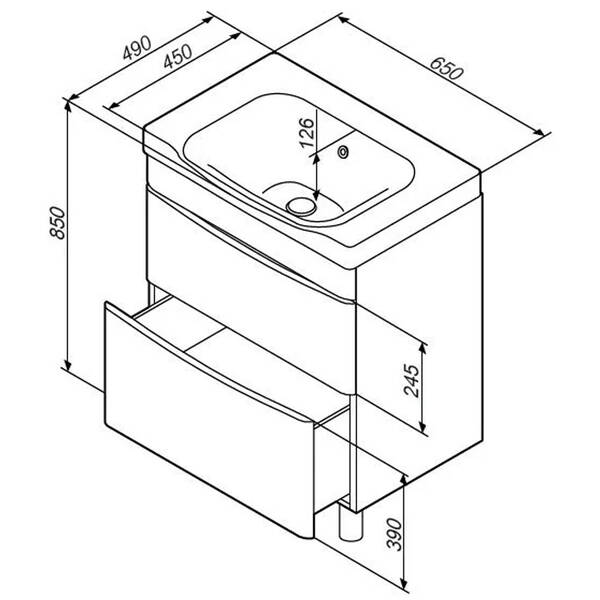 Тумба з раковиною Am.Pm Like M80-FSX0652-WC0652-38 підлогова 65 см білий, фото 5