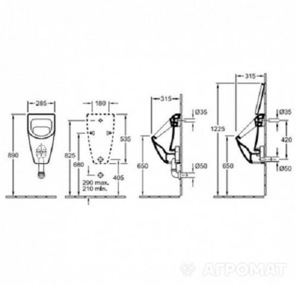 Пісуар підвісний Villeroy&Boch Subway 751301R1, фото 2