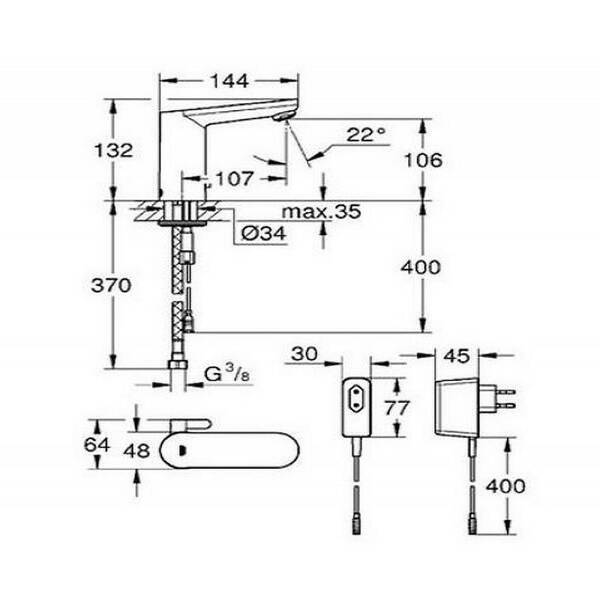 Смеситель для раковины Grohe Eurosmart Cosmopolitan E 36325001, фото 2