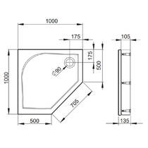 Душевой поддон Devit Universal FTR4210 100х100х13,5 см пятиугольный с ножками, панеля, сифоном, фото №2