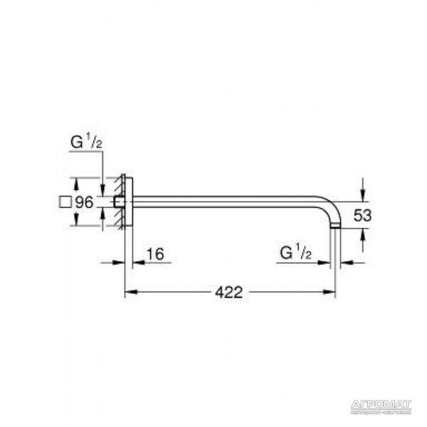 Тримач верхнього душу Grohe Rainshower 26145000 422 мм настінний, фото 2