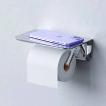 Тримач для туалетного паперу Am.Pm Sensation A3034150 з полицею хром, фото №6