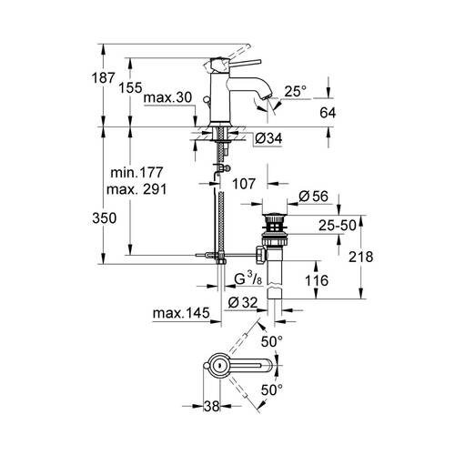 Смеситель для раковины Grohe BauClassic 23161000, фото 3