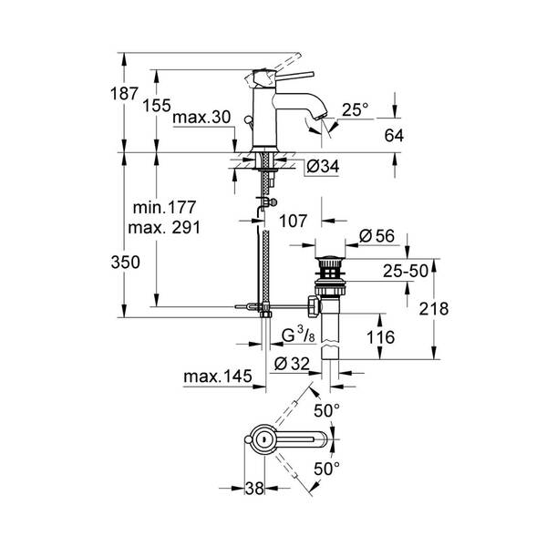 Смеситель для раковины Grohe BauClassic 23161000, фото 3