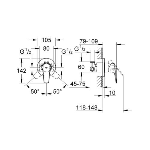 Смеситель скрытого монтажа для душа Grohe Bau Flow 29046000, фото 2