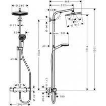 Душова система Hansgrohe Crometta 27267000 S 240 1jet Showerpipe з термостатом, фото №2