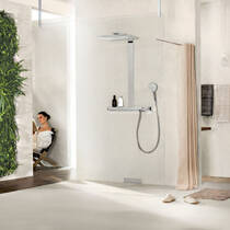 Душевая система Hansgrohe Rainmaker Select Showerpipe 460 2jet EcoSmart 27028400 с термостатом, хром/белый, фото №3