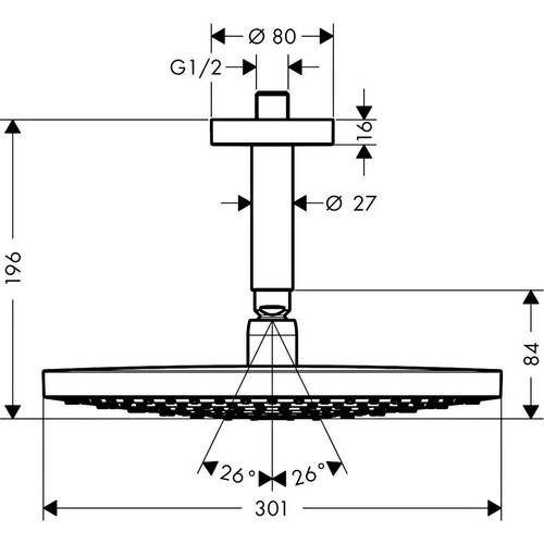 Верхній душ Hansgrohe Raindance Select S 300 2jet 27337000 хром, фото 2